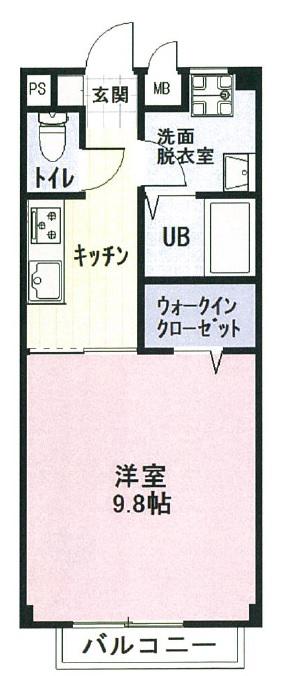 ミカーサ西新地(1K/1階)の間取り写真