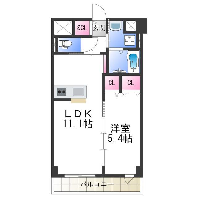 ダイレ・エヌ(1LDK/3階)の間取り写真