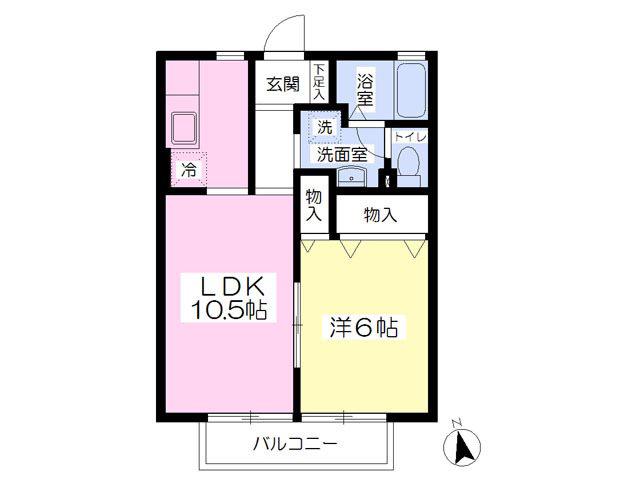 ヴァイア公(1LDK/1階)の間取り写真