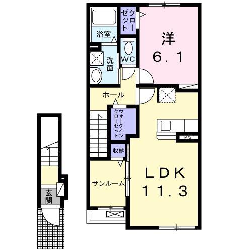 アルレーヴ(1LDK/2階)の間取り写真