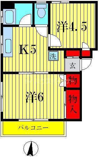 大出コーポ(2K/3階)の間取り写真
