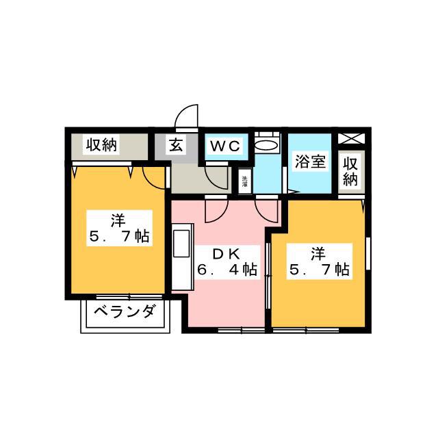 コンチェルト(2DK/1階)の間取り写真