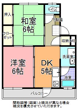 東洋ハイツ(2DK/3階)の間取り写真