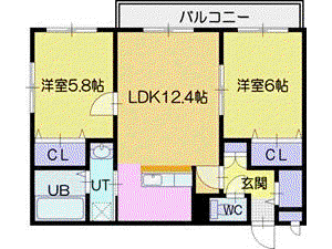 デュランタ(2LDK/2階)の間取り写真