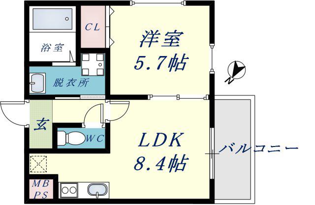 フジパレス森河内西Ⅱ番館(1LDK/2階)の間取り写真