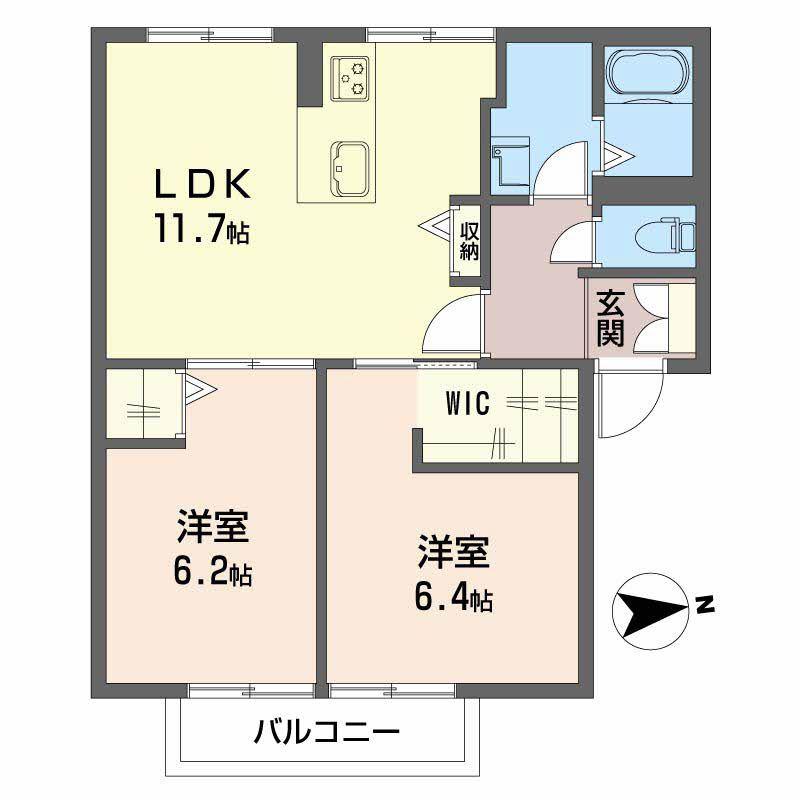 エトアール板谷A棟(2LDK/1階)の間取り写真