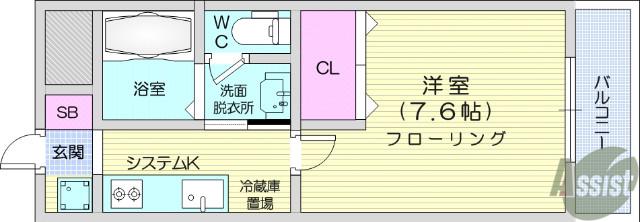 プロニティ・N(1K/1階)の間取り写真