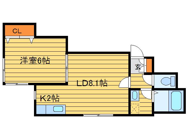 CASA豊平公園(1LDK/1階)の間取り写真