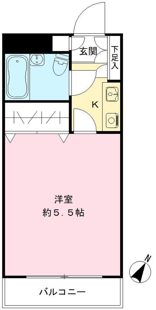 サンイワキハイツ(1K/2階)の間取り写真