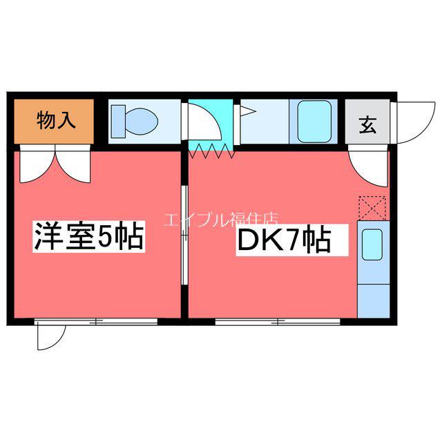 一条ハウス(1DK/2階)の間取り写真