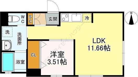 プレシャス新栄(1LDK/1階)の間取り写真