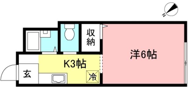 ニューフェニックス(1K/2階)の間取り写真