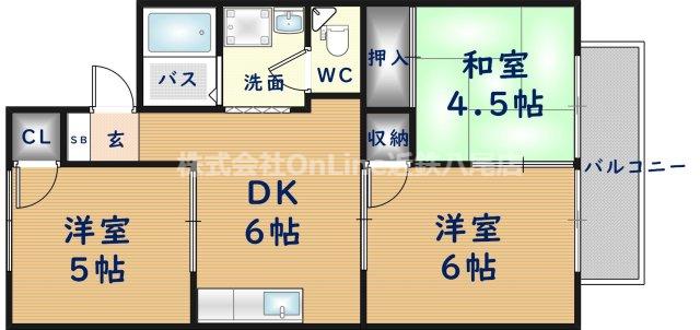 サンパティック山田(3DK/2階)の間取り写真