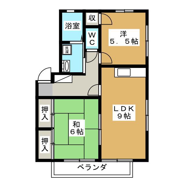 ラフィネII(2DK/2階)の間取り写真