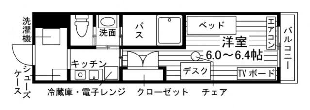 学生会館 UNI EMEAL 京都高野(1K/2階)の間取り写真