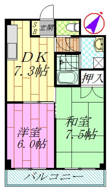 メゾンプルミエE60番館(2DK/1階)の間取り写真