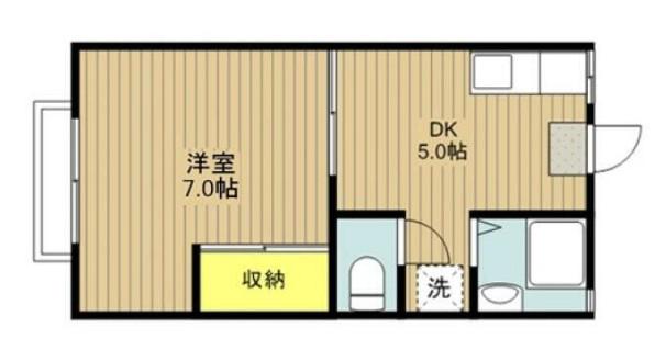 エスパスホマーA棟(1DK/1階)の間取り写真