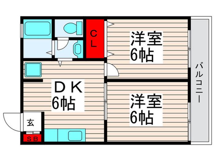 サンライトパレス(2DK/1階)の間取り写真