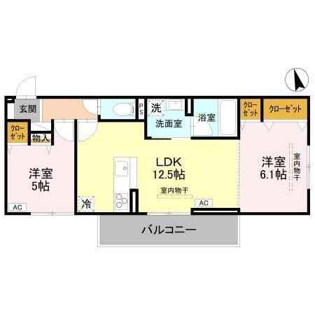 RAFFINE宿郷(2LDK/3階)の間取り写真