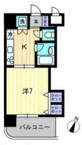 ベルレージュ二葉の里(1K/4階)の間取り写真