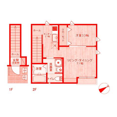 LA VITA FELICE(1LDK/2階)の間取り写真