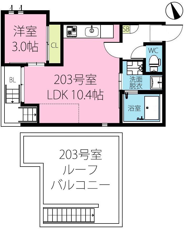 GRANDTIC 旭(1LDK/2階)の間取り写真