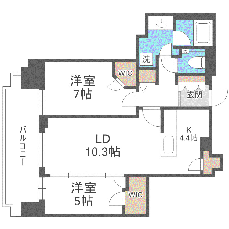 プレミストタワーズ札幌苗穂BRIGHTGATE(2LDK/6階)の間取り写真