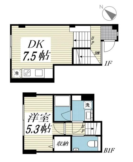 サリースマイル参番館(1DK/B1階)の間取り写真