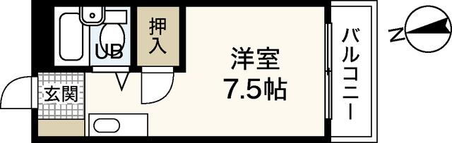 PETIT PAS舟入(ワンルーム/3階)の間取り写真