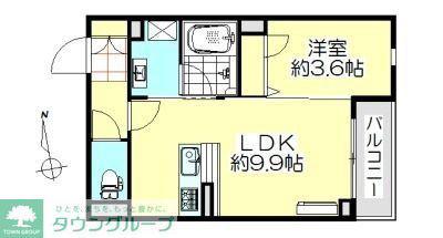FEE DE FLEURAGE(1LDK/2階)の間取り写真