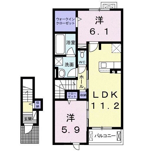 ベルフルール(2LDK/2階)の間取り写真