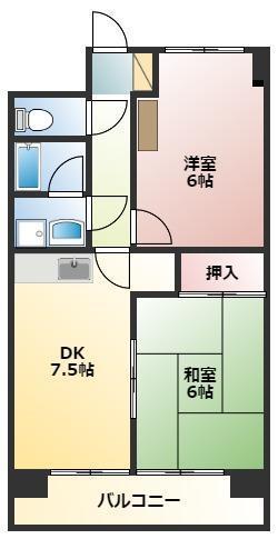 マンションあおば(2DK/1階)の間取り写真