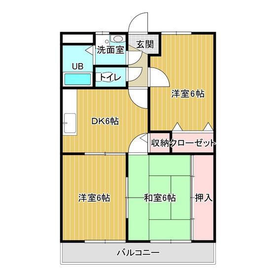 グランドベルサス(3DK/2階)の間取り写真