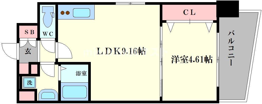 シェリロ神山(1LDK/10階)の間取り写真