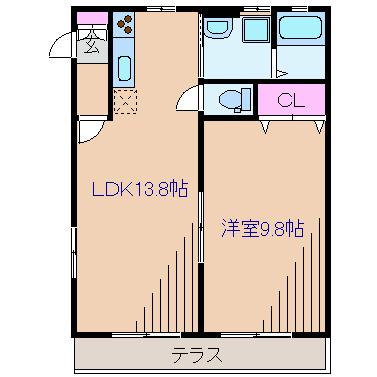 A・M・Yガーデン秋(1LDK/1階)の間取り写真