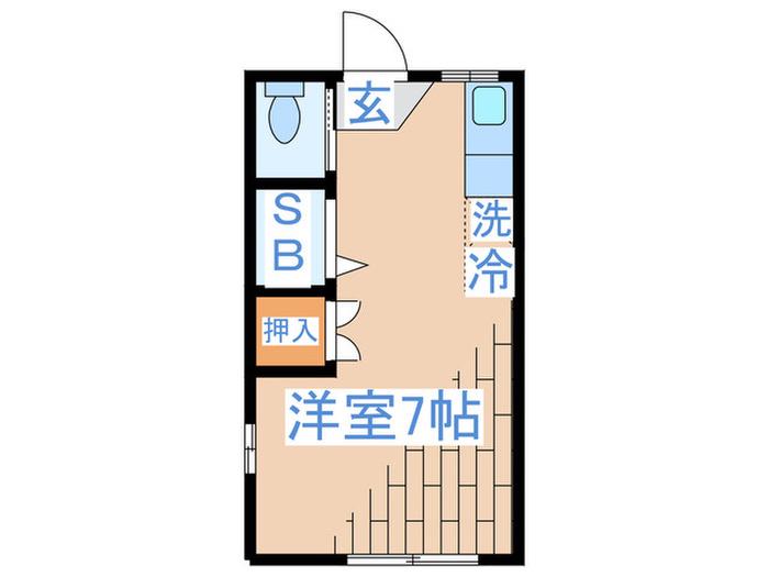 アクアリウス(ワンルーム/2階)の間取り写真
