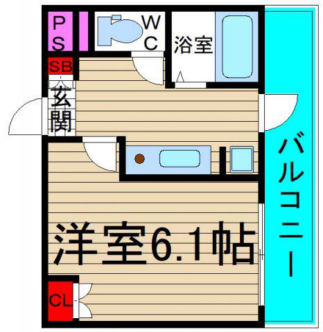 ベルジュゼンシン(1K/5階)の間取り写真
