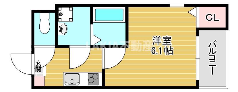 ハーモニーテラス杉本町II(1K/1階)の間取り写真