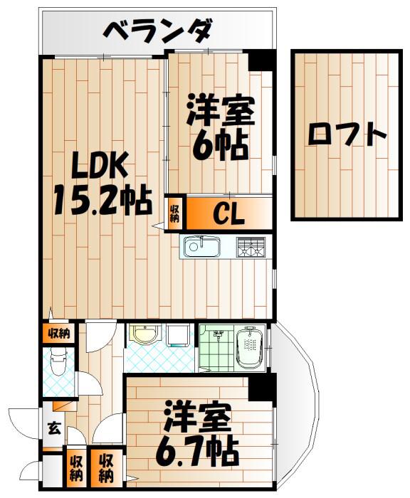 サンシャインIV(2LDK/10階)の間取り写真