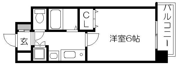 プレサンス京都御所東(1K/4階)の間取り写真