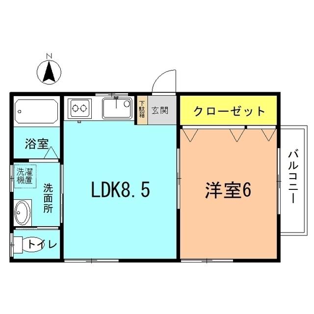 パークサイドイシハラ(1LDK/2階)の間取り写真
