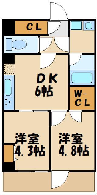 ルフレ世田谷ノール(2DK/2階)の間取り写真