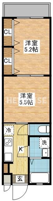 ヴィオラ東長崎(2K/2階)の間取り写真