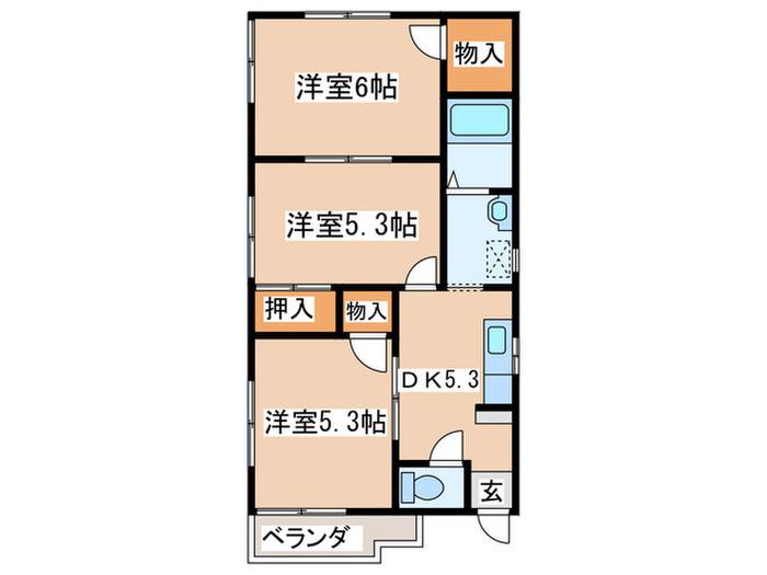 ハイツエハラB(3DK/2階)の間取り写真