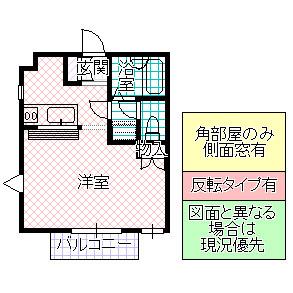 ストロベリーフィールズ C棟(ワンルーム/2階)の間取り写真