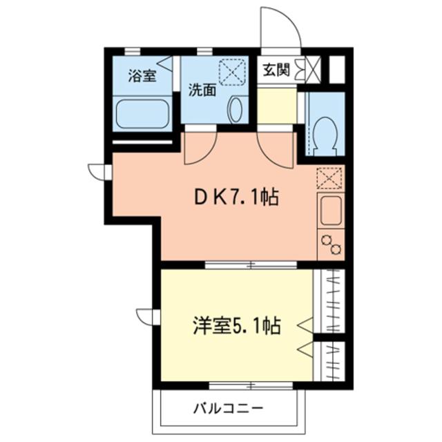 アイディールコーポ(1DK/2階)の間取り写真