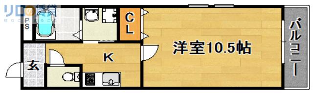 フジパレス豊新VI番館(1K/3階)の間取り写真