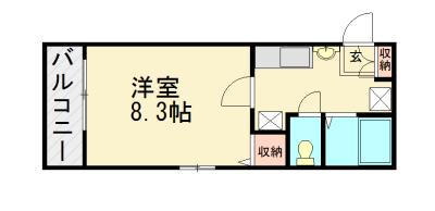 チェリーブロッサム(1K/2階)の間取り写真