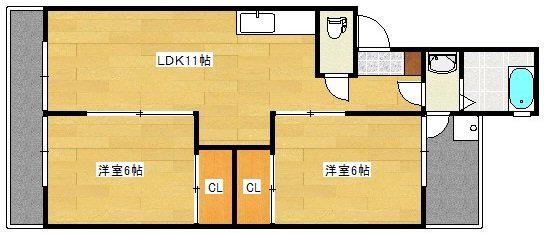 翠光マンション(2LDK/3階)の間取り写真