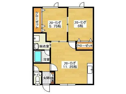川東第3マンション(2DK/2階)の間取り写真